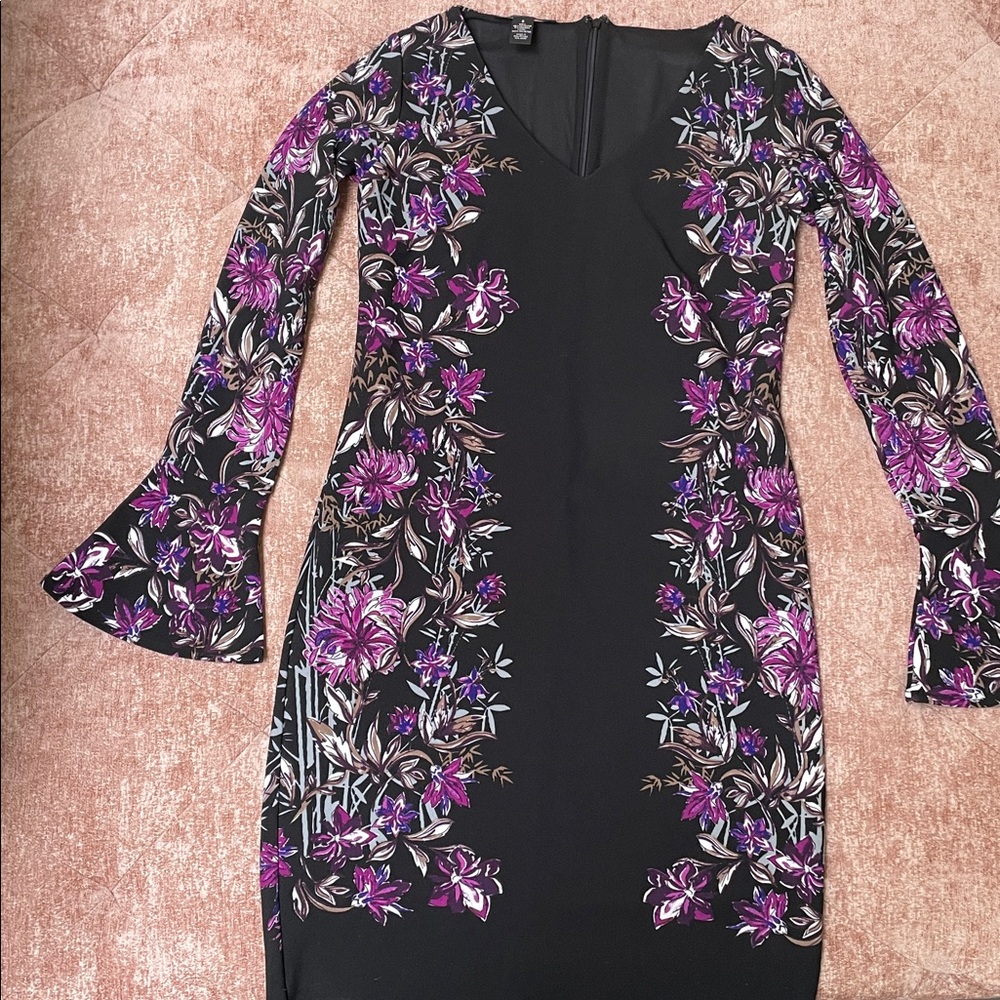 INC International Concepts Black and Purple Floral Dress